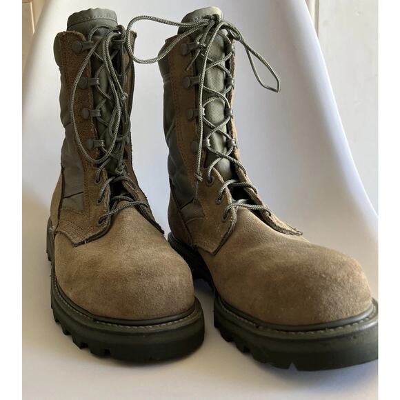 Combat Boots Mondo Mens 7.5 R UFCW Green Suede Steel Toe Vibram Sole Women 9.5 - Picture 6 of 16